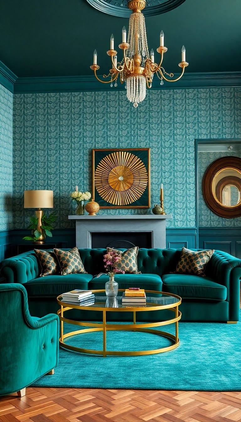 20 Stunning Living Room Ideas That'll Make You Want to Redecorate Today! - 14. Art Deco Glamour