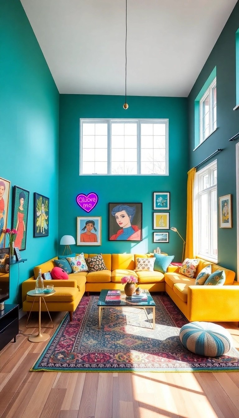 20 Stunning Living Room Ideas That'll Make You Want to Redecorate Today! - 3. Bold Color Statements